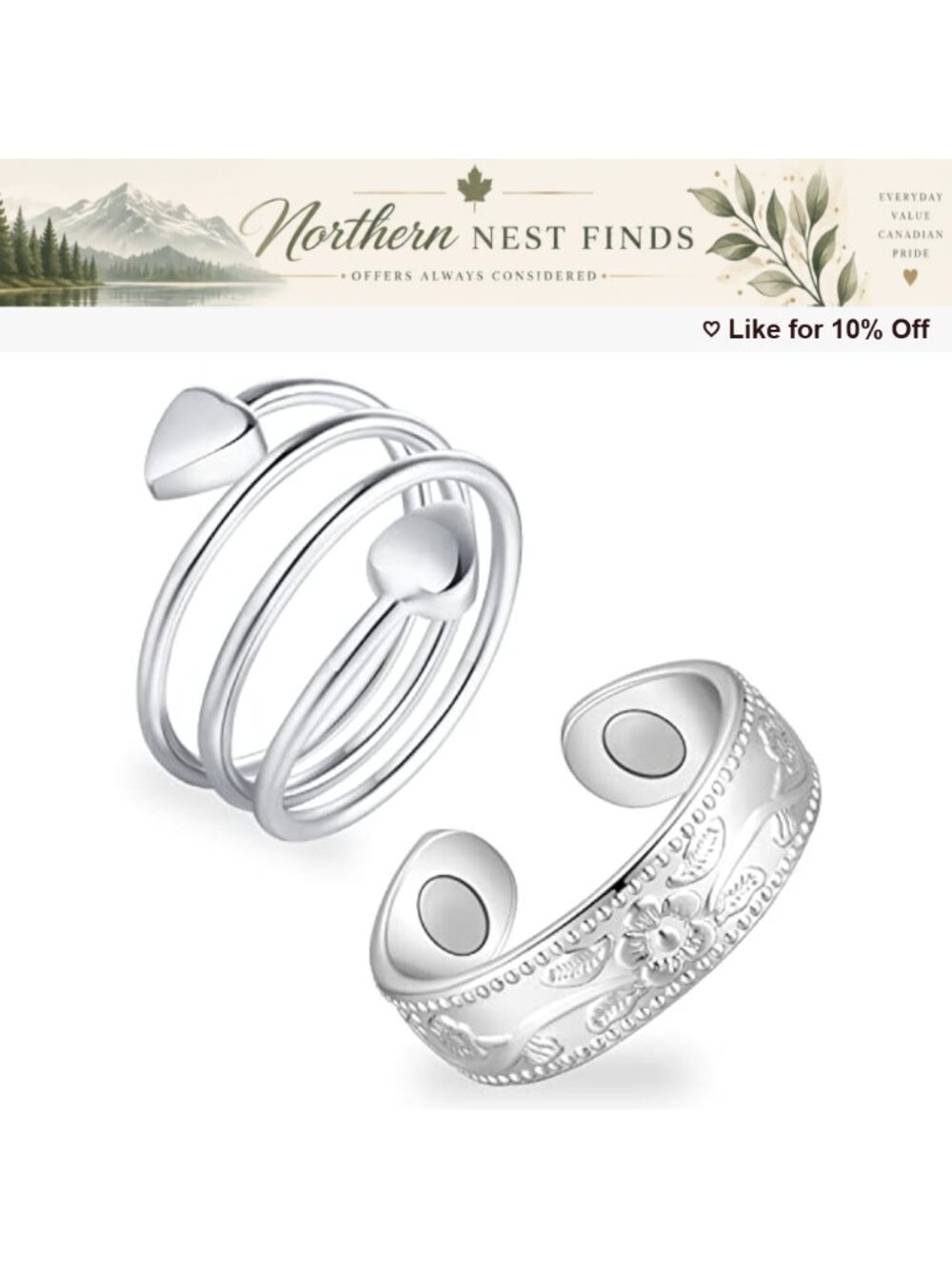 Pure Copper Magnetic Rings Set Adjustable Thumb Ring Gift for Women